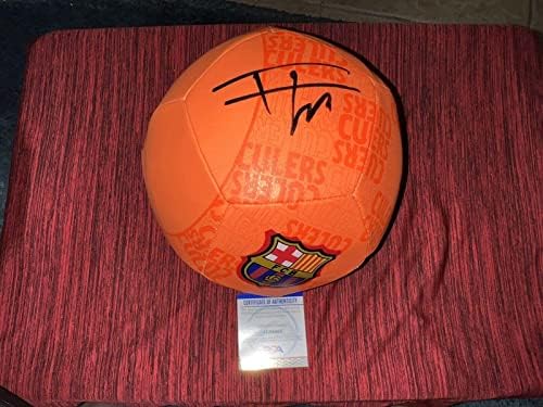 Франки де Йонг е Подписал Официалната Футболна топка на ФК Барселона Холандия PSA/ Футболни Топки С ДНК-Автограф