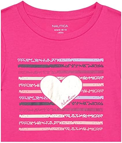 Тениска с графичен принтом от фолио за момичета Наутика с къс ръкав