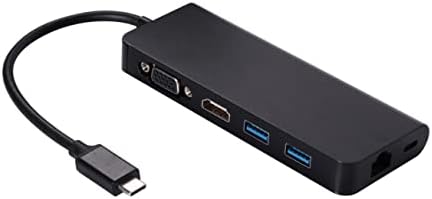 SOLUSTRE 6 1 Адаптер C Порт към Компютъра USB-Портове Rj за мрежовия концентратор Windows Черен Лаптоп, Съвместима