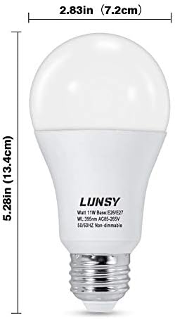 UV-лампа LUNSY 11 W, 2 опаковки, Черни крушки A19, средна база E26/E27, ниво на UVA 385-400 нм, идеален за Коледа,
