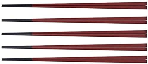 Пръчици за хранене J-kitchens PBT, Комплект от 5 Бамбукови пръчки с диаметър 9,3 инча (23,5 см), Червено покритие, Произведено в Япония