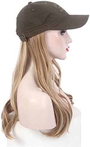Модерна шапка KLHHG и шапчица за коса One Черна бейзболна шапка, перука, дълга кудрявая кафява шапка за перука