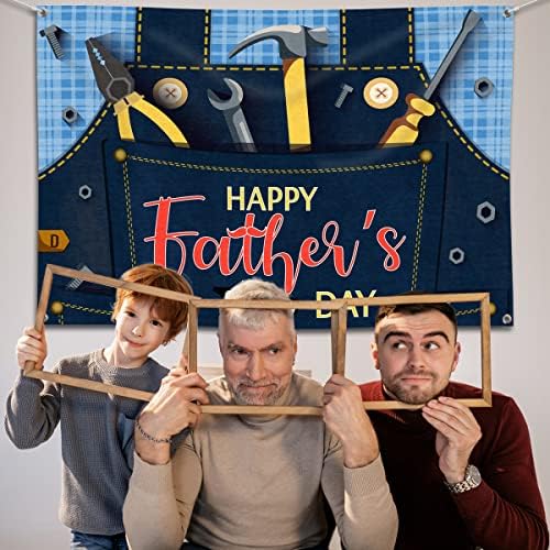 Украса за Ден щастлив баща -Фон за Деня на бащата, Голям Инструмент, Тематичен Фон за Фотобудки Татковци за