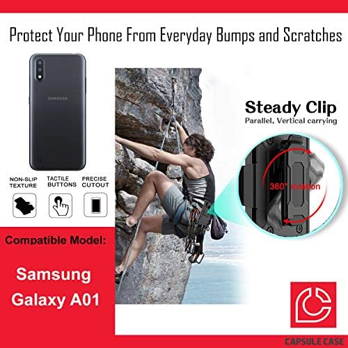 Калъф Ohiya, който е Съвместим с Galaxy А01 [Хибриден трансформатор, Ударопрочная поставка, черен калъф с клипс за колан за Samsung Galaxy А01, всички телефони-носители (череп, роз?