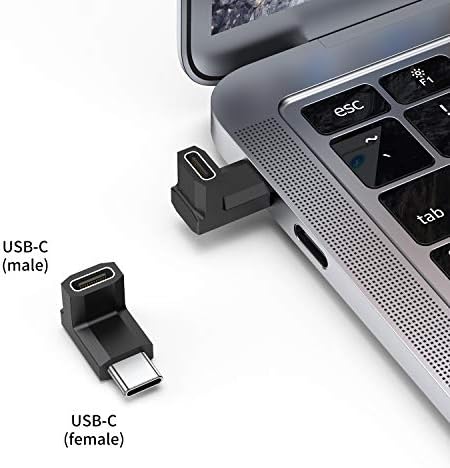 Правоъгълен USB адаптер C (2 опаковки), 3,1 / 10 gbps, Наклонен 90 градуса жак-удължител за USB Type C за MacBook