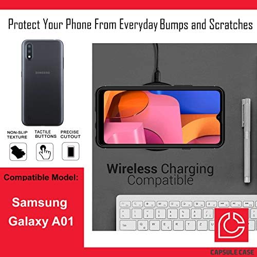 Калъф Ohiya е Съвместим с Galaxy А01 [Хибриден трансформатор, Ударопрочная поставка, черен калъф с клипс за колан за Samsung Galaxy А01 на всички мобилни оператори (Син телефонна ?