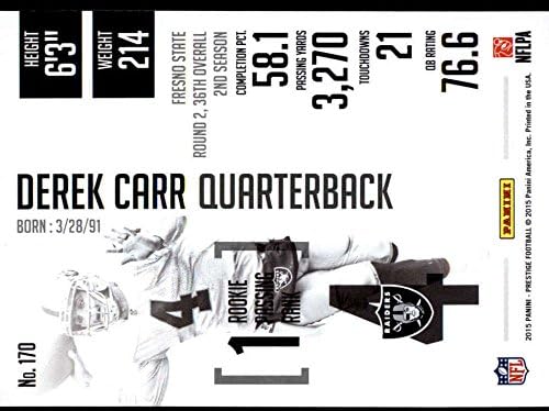 2015 Панини Prestige 170 Дерек Кар Ню Йорк-Официалната футболна карта NFL MT Oakland Raiders