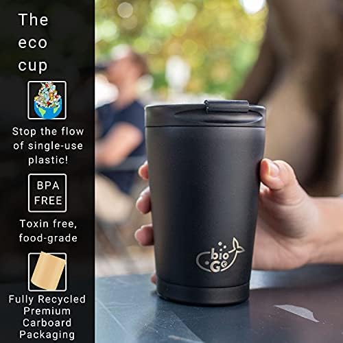 Множество кафеена чаша bioGo |Чаша без разлив | Кафе Пътна чаша със защита от разливане за жени | Изолирано Пътна кафеена чаша с капак | Термос за горещо кафе Togo За мъже |
