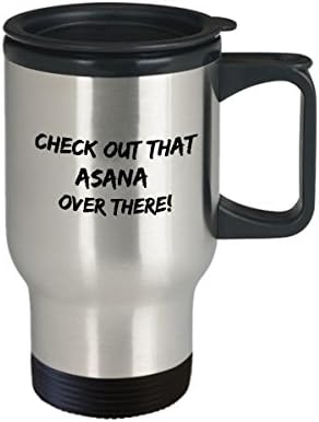 Чаша за йога Travel Mug Tumbler Cup - Виж ума на една и Асану! - Кафе / Чай / Напитка Топла / Студена Изолиран - Забавен и Нестандартен Празничен подарък Фен на йога
