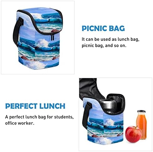 Дамски Чанта за обяд GUEROTKR, Кутия за Обяд за мъже, Мъжки Кутия за Обяд, с шарките на плажа в син океан