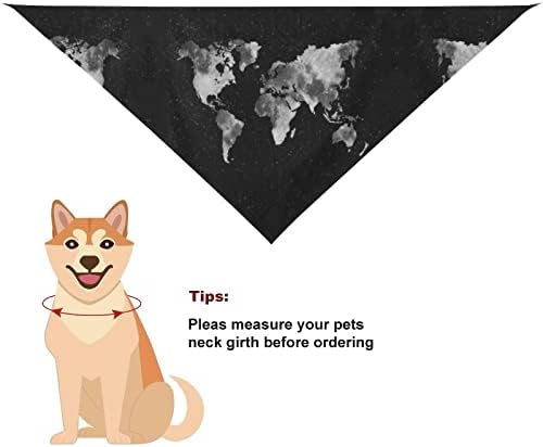 Черно-Бяла ретро Карта на света, Кърпи за Кучета, Костюми за Хелоуин, за Кучета, Котки, Триъгълни Кърпи за Домашни