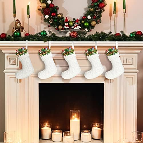 Опаковка от 12 Мини-Трикотажни Коледни Чорапи, 6-Инчов Възли Коледни Чорапи, Семейни Чорапи, Празнични Окачени