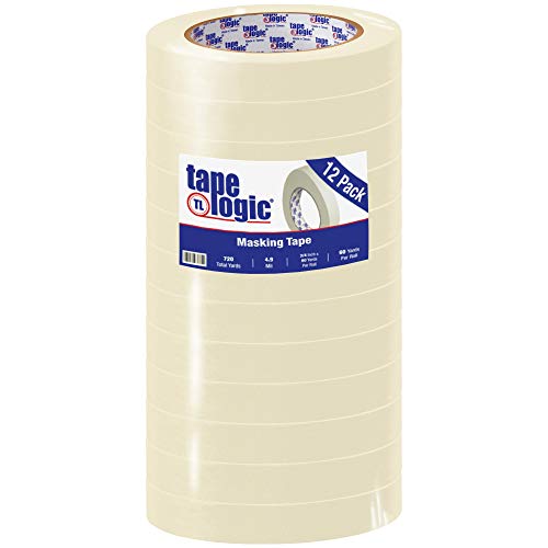 Aviditi Tape Logic 3/4 инча x 60 ярда, лесно снимаемая маскирующая лента, натурална, (опаковка от 12 броя) -