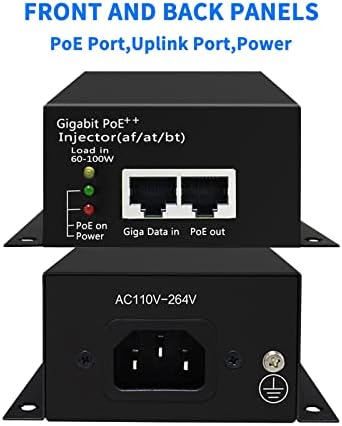 Gigabit PoE injector ++, 90 W 802.3 af/at /бт 10/100/1000 Mbit/s, щепсела и да играе, Метален за настолен монтаж,