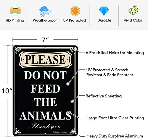 Табелка Моля, не хранете животните, 2 опаковки, 10 х 7 см, Отразяваща алуминий, без ръжда, защитен от uv, устойчиви