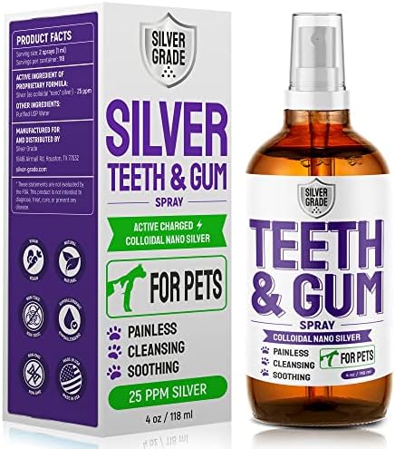 Спрей за зъбите и венците кучета и котки със сребро ● Зъбната формула за изплакване на устата на кучето и грижа