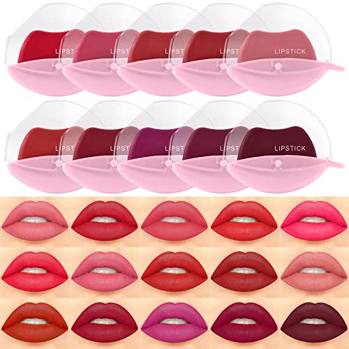WGUST Girls Lip liner четки 15 Цвята, Комплект червени червила за Мързелив Населението, Дамски Мързелива Червило,