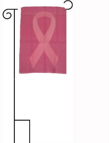 Нови, можете да ги използвате в затворени помещения или навън. Рак на гърдата 12x18 с розови ленточными ръкави и градинска стойка 12 x18 с флага.Автентичен дизайн се осно