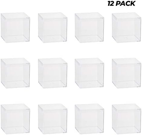 Кутии от прозрачен акрил Hammont - 12 опаковки - 2,15 x 2,15x 2,15 - Малки Кутии от люцита за подаръци, за Сватби,