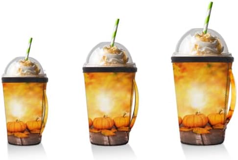 Мини Тикви Есенни Листа Дървена Настолна за многократна употреба Кафе ръкав с Лед с дръжка Неопреновый Чаша