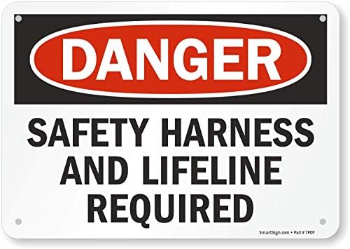 Знак SmartSign Опасност - Необходими са предпазни колани и спасителен кръг | Пластмаса 7 x 10