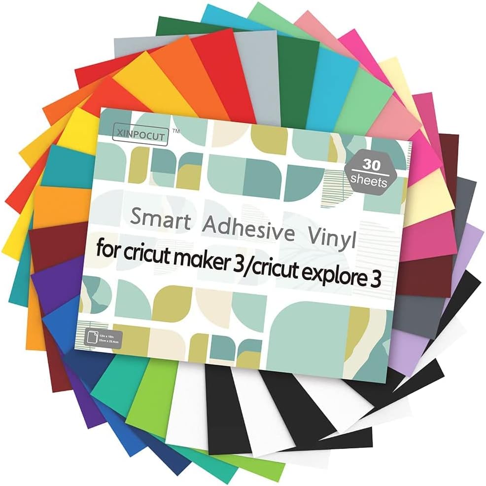 SPECUT Smart Adhesive Vinyl Permanent 30 листа (13x10 инча) - за Cricut Maker 3 / Разгледайте 3 Винил лист с