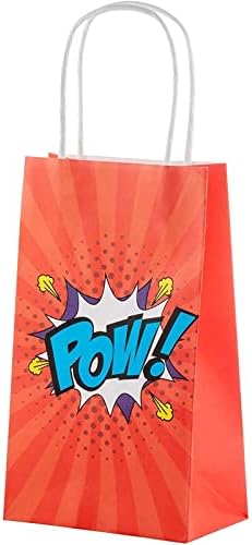 Подаръчни торби с дръжки за парти с герои от комикси Juvale (4 цвята, 12 опаковки)