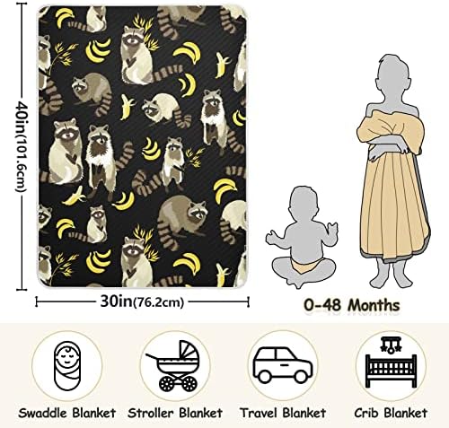Пеленальное Одеяло с Енотами и Банани, Памучно Одеало за Бебета, Като Юрган, Леко Меко Пеленальное Одеало за