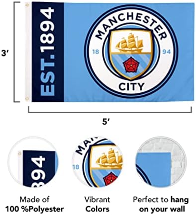 Знаме на Манчестър Сити Ман Сити MCFC Футбол Футболна Висша лига Полиестер Вътрешен Външен Банер с размери