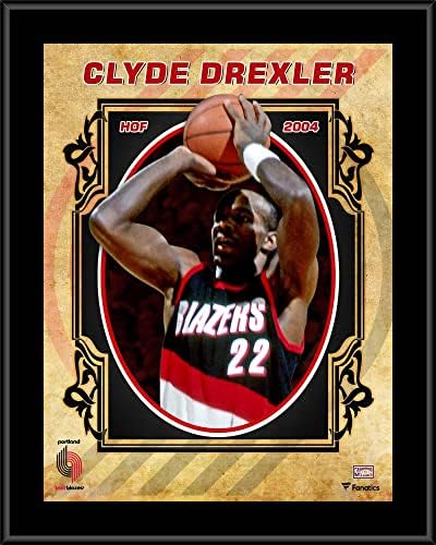 Плака играч Clyde Drexler Portland Trailblazers Размер на 10,5 x 13 инча от Sublimated твърда дървесина - указателни