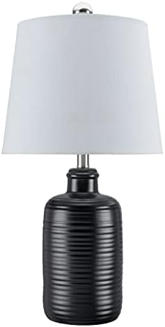 Aspen Creative 40265-09-2, Настолна лампа 20 H, Черна, с корпус от линейна керамика Размер: 10 L x 10 W x 20 H, Изход E26, Комплект от 2
