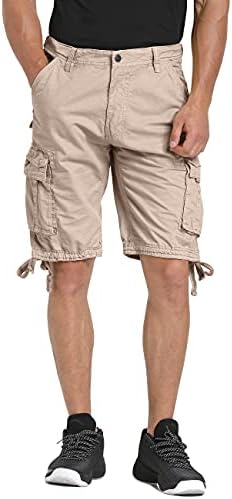 Мъжки къси панталони-карго от Памук кепър лента през WenVen Класически Свободно намаляване - Размери Reg и Big